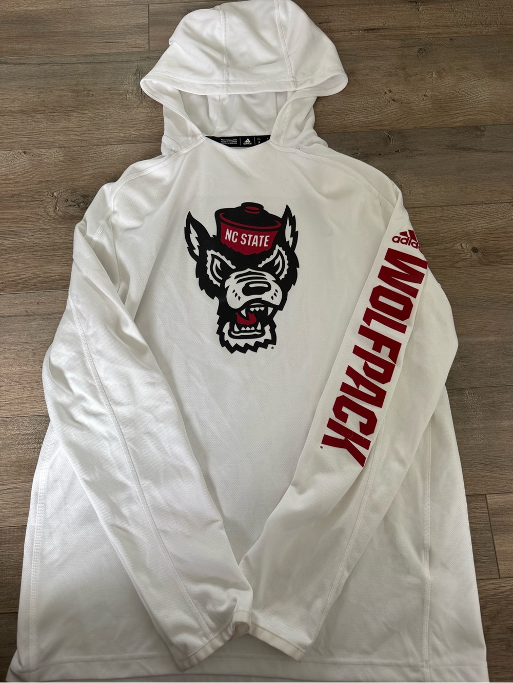 adidas White & Red NC State Wolfpack Hooded Long-Sleeve